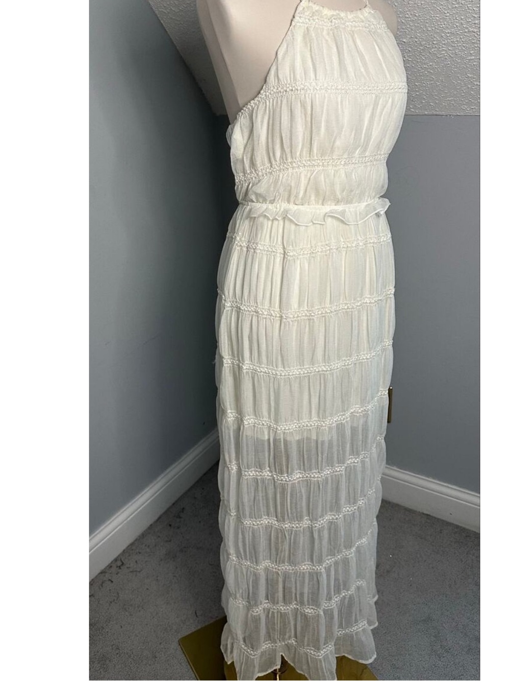 NWT  Cream/White Tiered Maxi Dress Thirty/Thirty